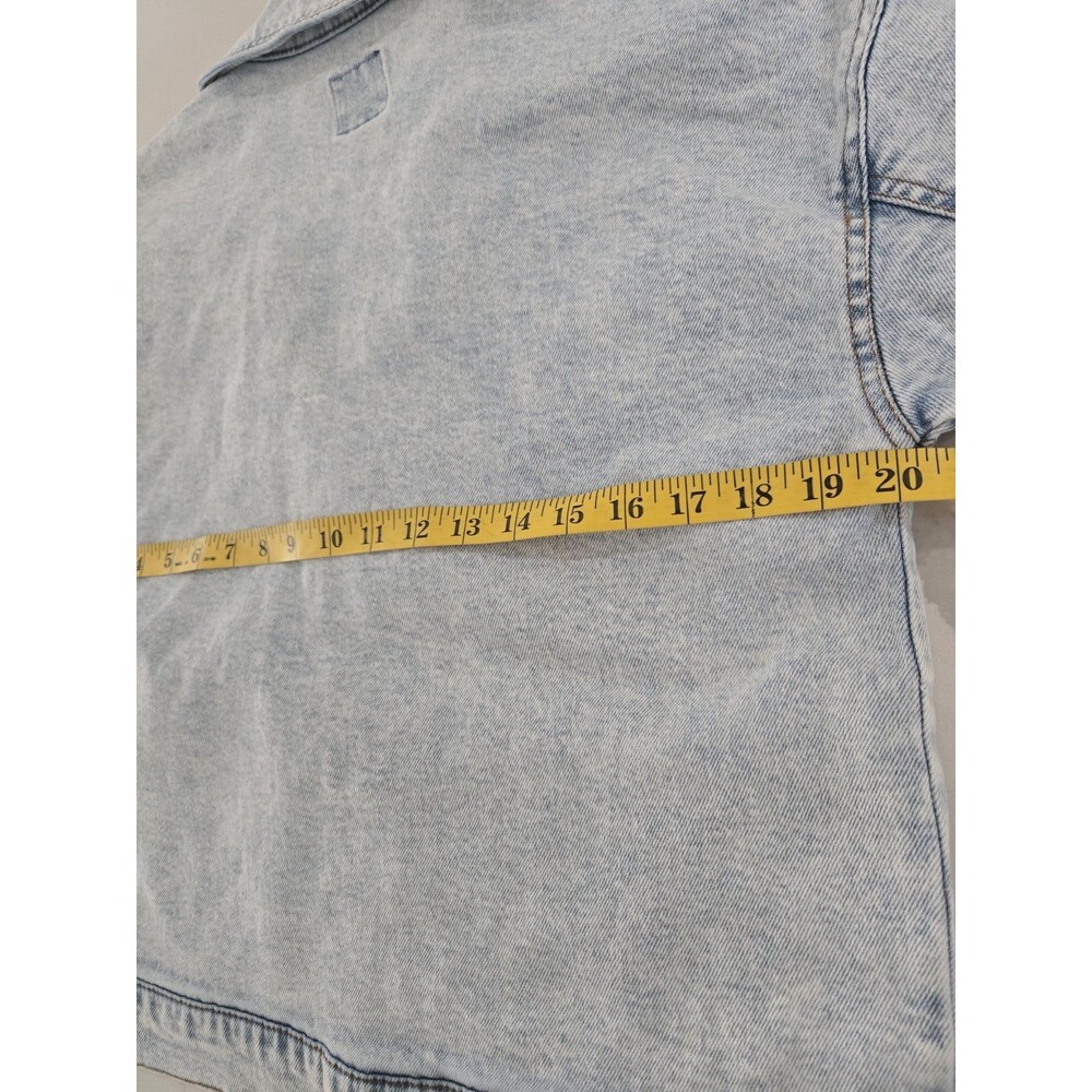 Wild Fable Beaded Pearl Flowers Jean Jacket Blue Acid Wash Trucker S-XS Womens - Picture 6 of 9